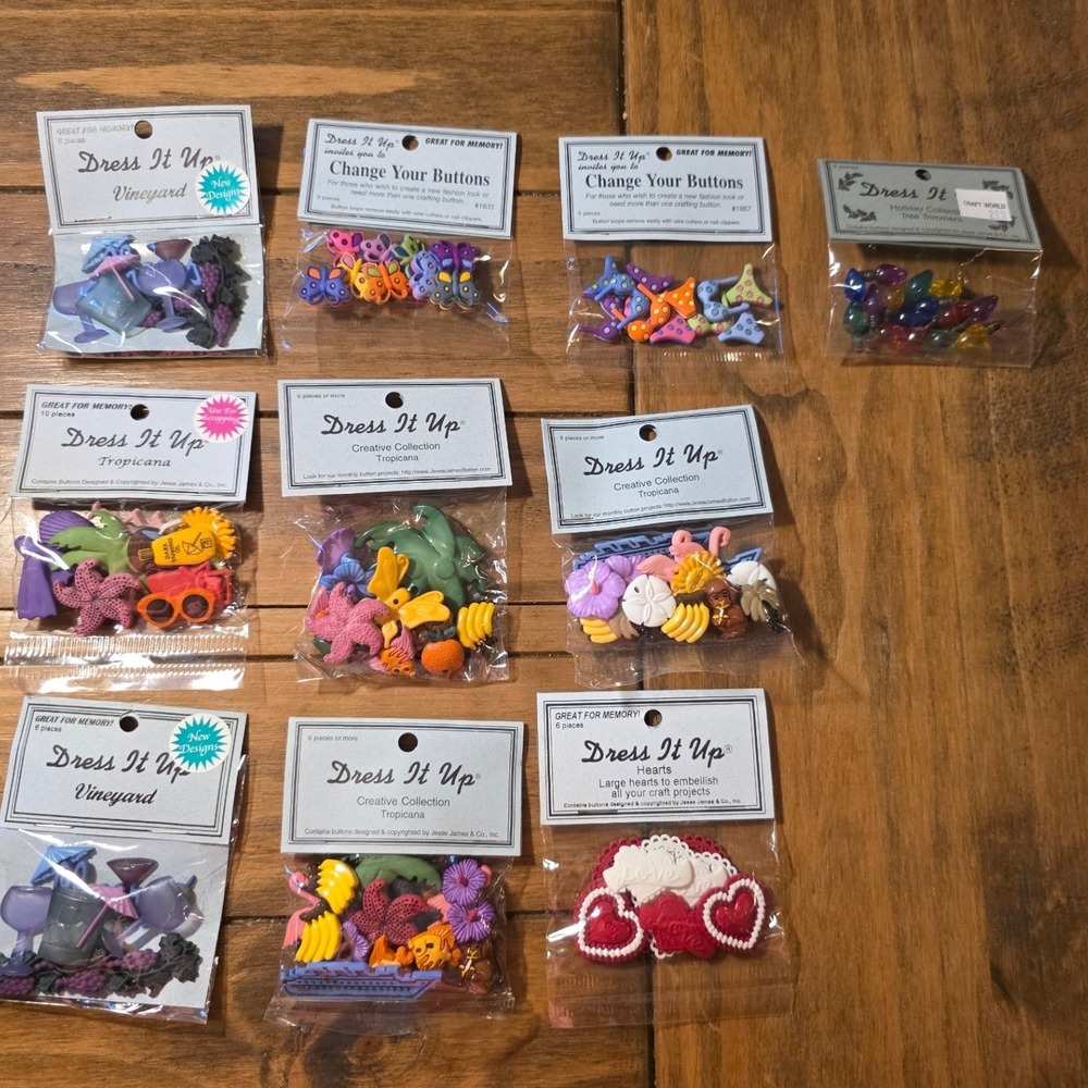 Dress It Up Buttons Multi Theme Tropicana Vineyard Hearts Lot